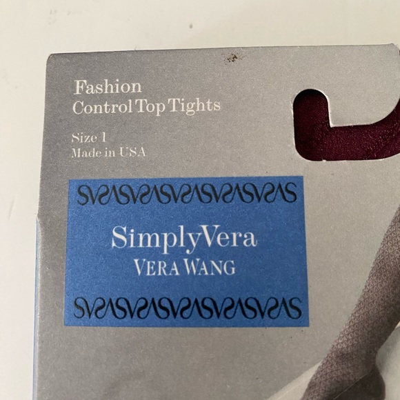 Rare Simply Vera Wang Burgundy Fashion Control Top Tights Size 1 Small - Picture 5 of 5